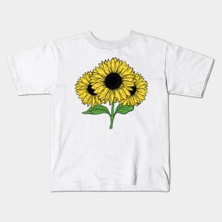 Yellow Sun Flower Hand Drawn Gardening Gift Kids T-Shirt